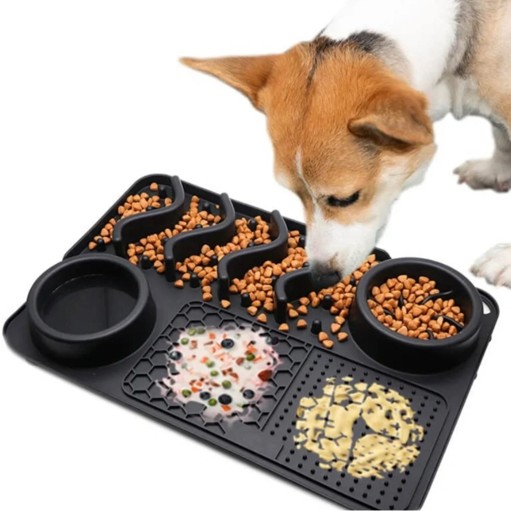 Lick Mat Slow Feeder Upgraded 3 In 1 Dog Bowls Suction Cups Dog Anxiety 12x8 S